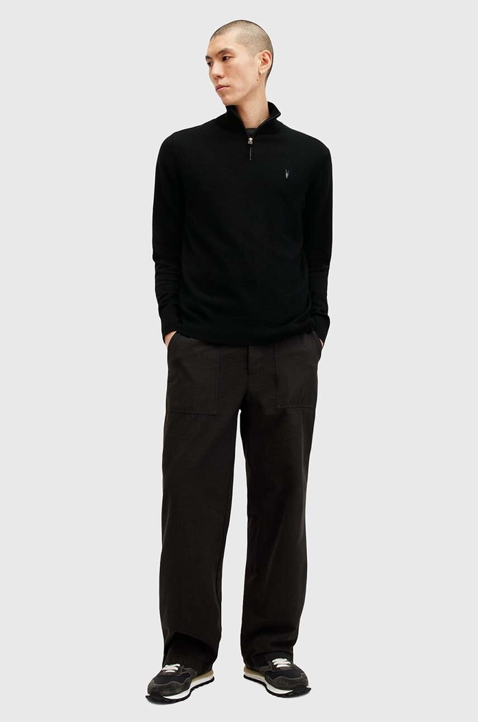 Светр з вовною AllSaints KILBURN ZIP FUNNEL чорний M082KB