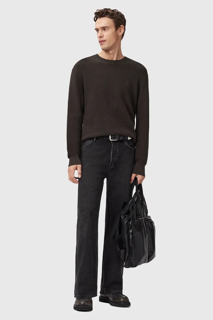 Πουλόβερ με προσθήκη μαλλιού AllSaints ASPEN CREW M089KB καφέ