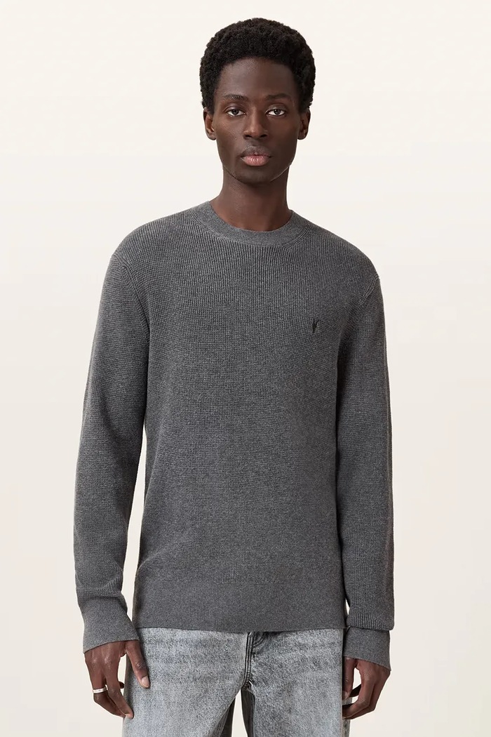 AllSaints sweter męski z dodatkiem wełny szary M089KB