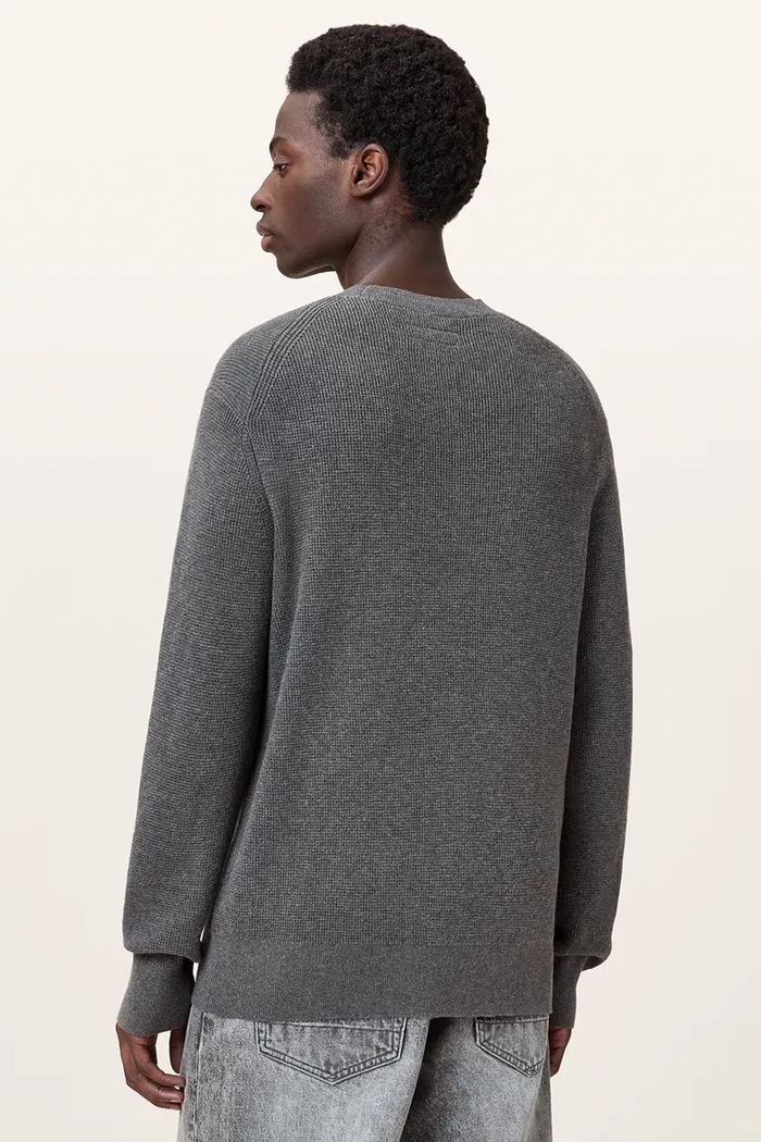 AllSaints sweter męski z dodatkiem wełny M089KB szary AW25