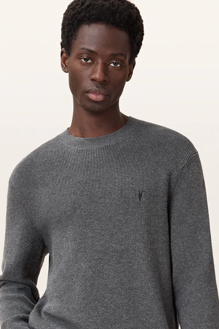 AllSaints sweter męski z dodatkiem wełny szary M089KB