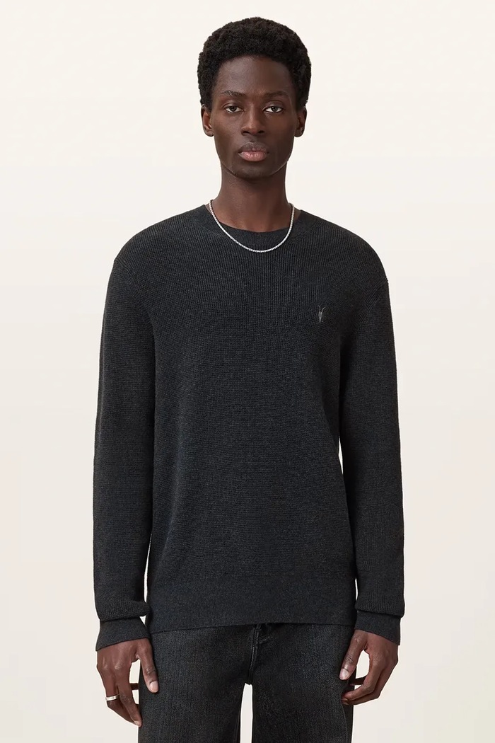 AllSaints sweter męski z dodatkiem wełny czarny M089KB