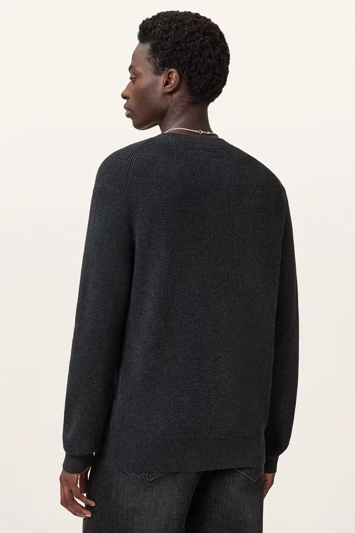 AllSaints sweter męski z dodatkiem wełny M089KB czarny AW25