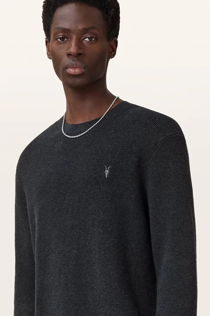 AllSaints sweter męski z dodatkiem wełny czarny M089KB