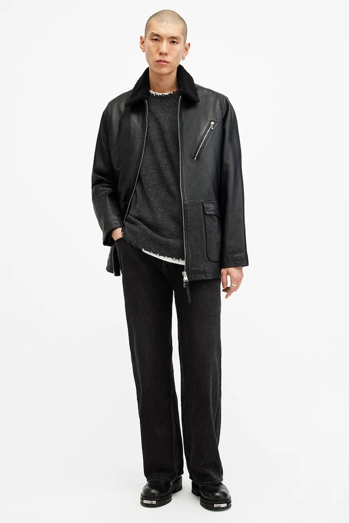 AllSaints sweter z wełną LUKA CREW M093KB