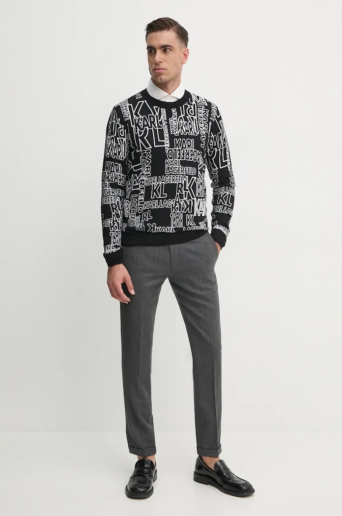 Памучен пуловер Karl Lagerfeld 541306.655091 черен AW24