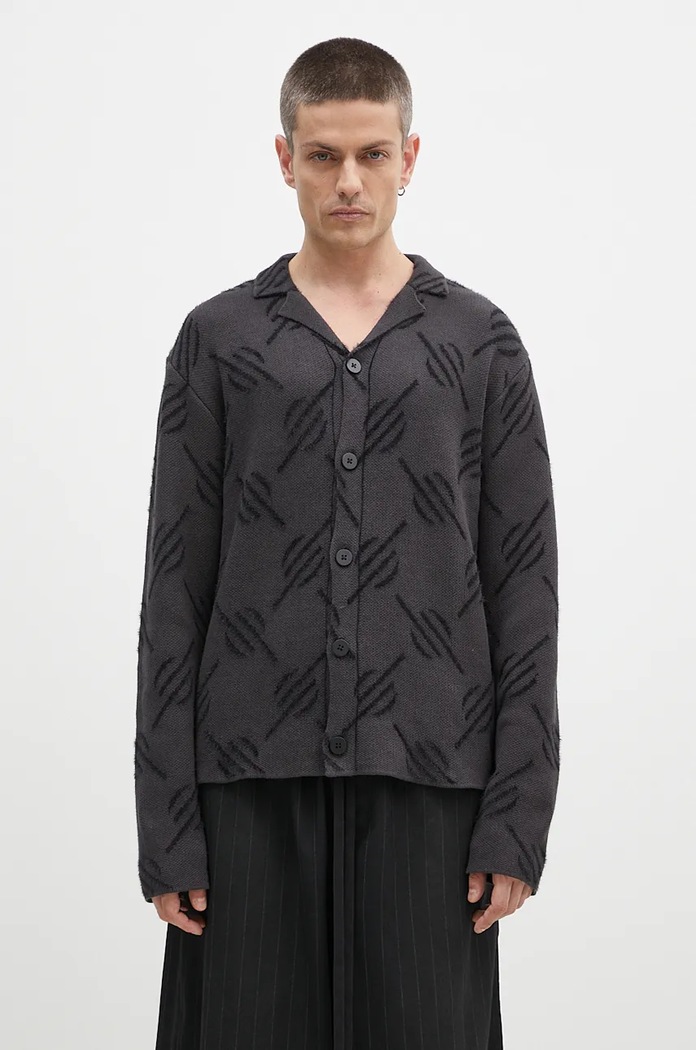 Daily Paper kardigán Kirabo Monogram Knit Cardigan közepesen vastag fekete 2421031