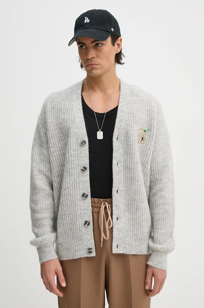Vlnený kardigán Drôle de Monsieur Le Cardigan D Raisin vlna sivá E.CA130.PA021.GY