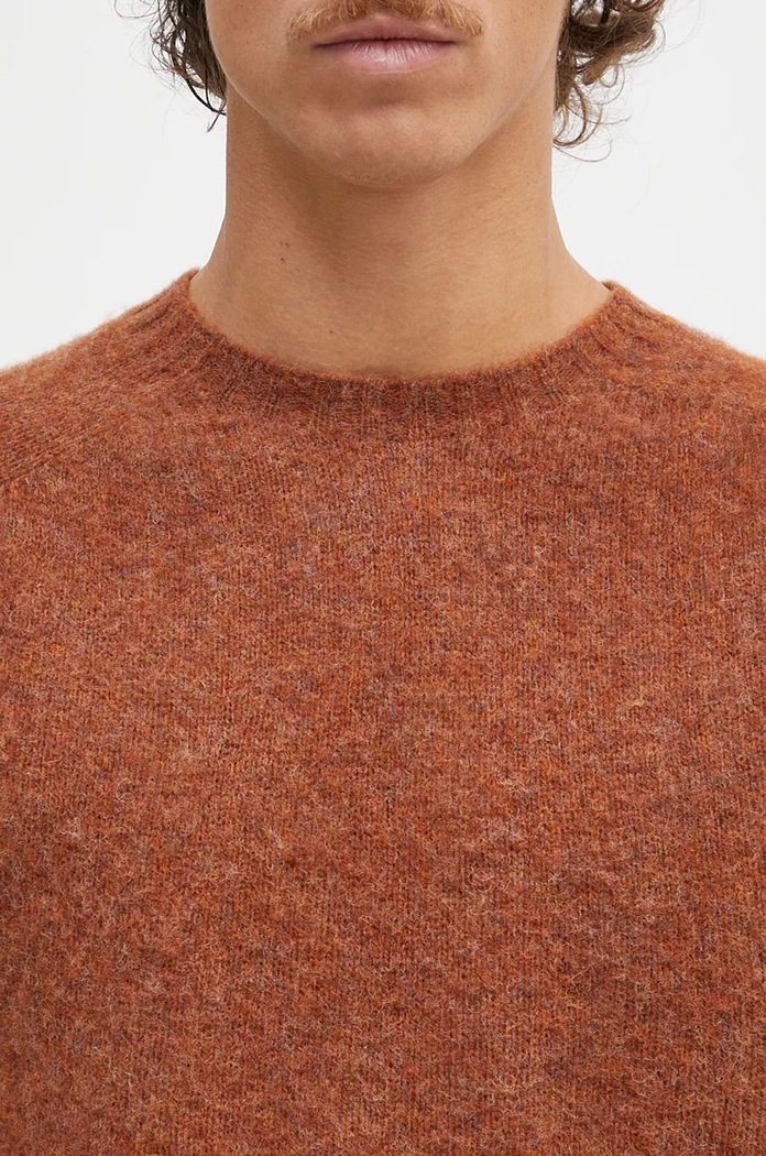 Vlnený sveter Norse Projects Birnir Brushed Lambswool hnedá N45.0520.4001
