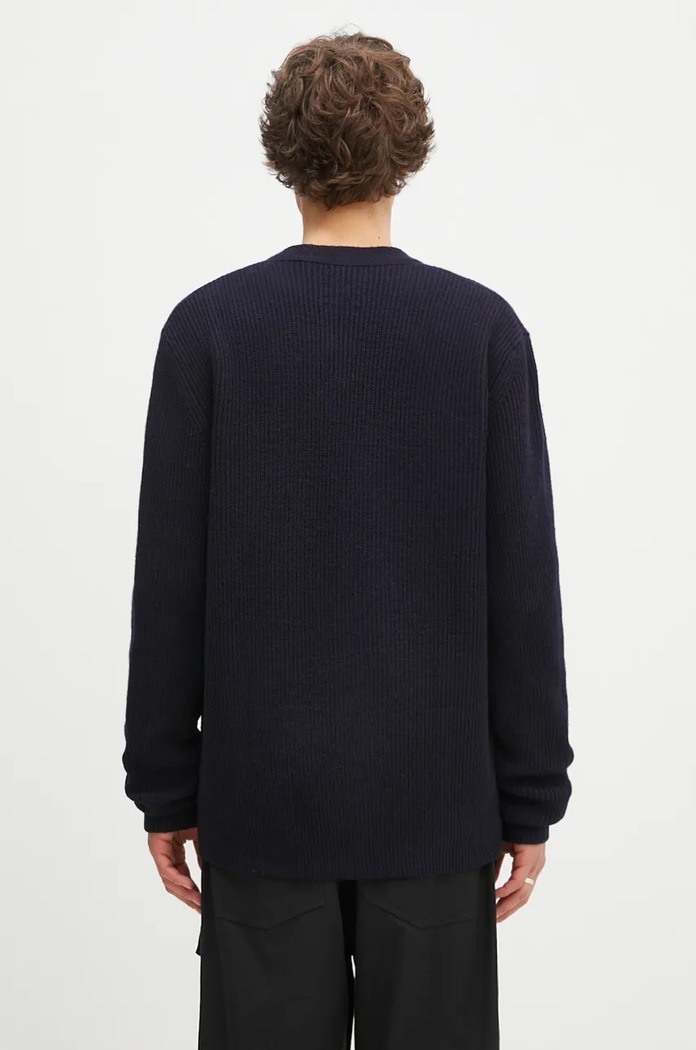 Odzież Norse Projects kardigan wełniany Loki Wool Cotton Rib N45.0618.7004 granatowy