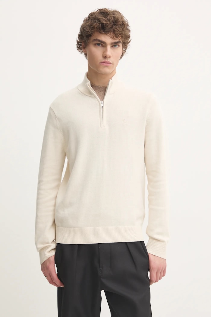 Abercrombie & Fitch sweter z domieszką wełny zapinany beżowy KI120.4149.100