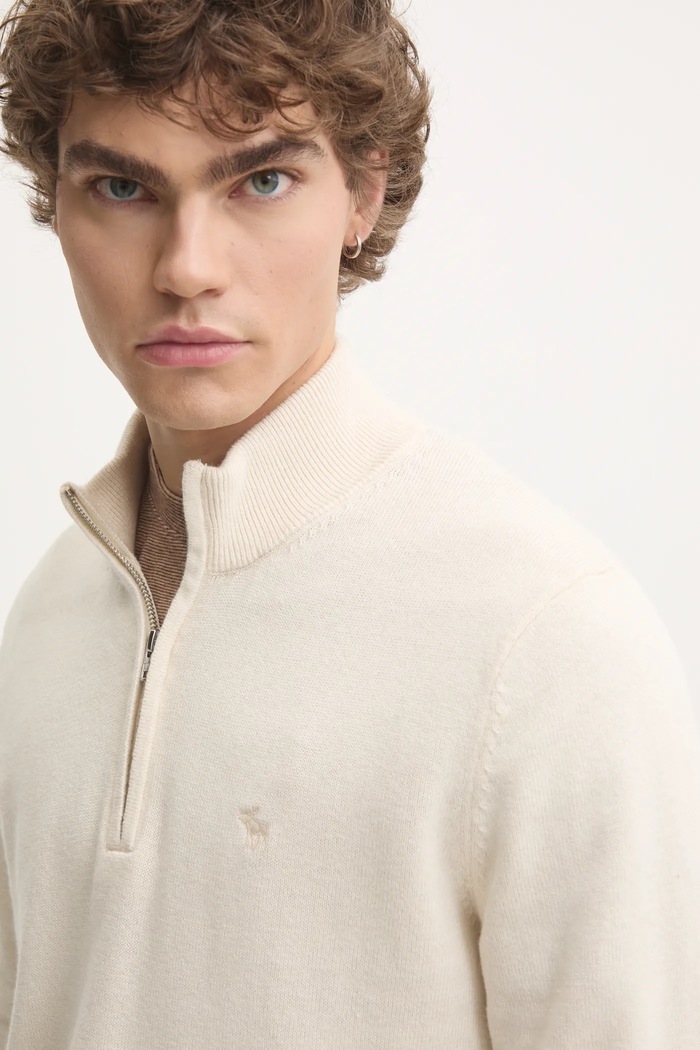 Abercrombie & Fitch sweter z domieszką wełny beżowy KI120.4149.100