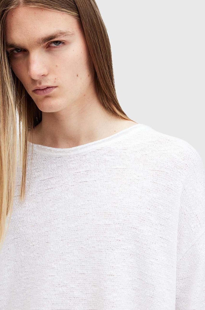 AllSaints sweter bawełniany SEARS LS CREW M003JB biały SS25
