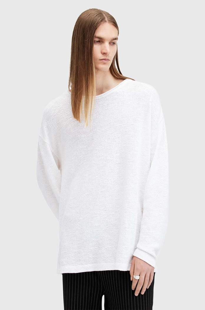 AllSaints sweter bawełniany SEARS LS CREW M003JB biały