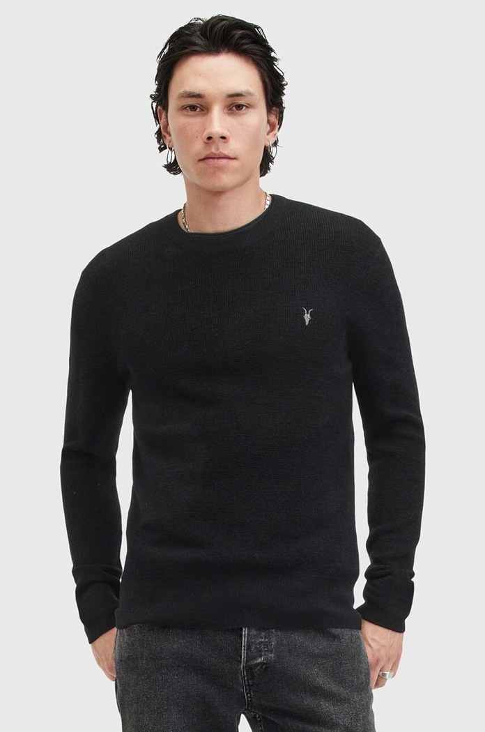 Μάλλινο πουλόβερ AllSaints IVAR MERINO CREW μαλλί μαύρο M087KB
