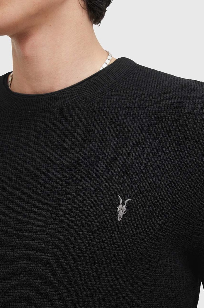 Μάλλινο πουλόβερ AllSaints IVAR MERINO CREW M087KB μαύρο AW24