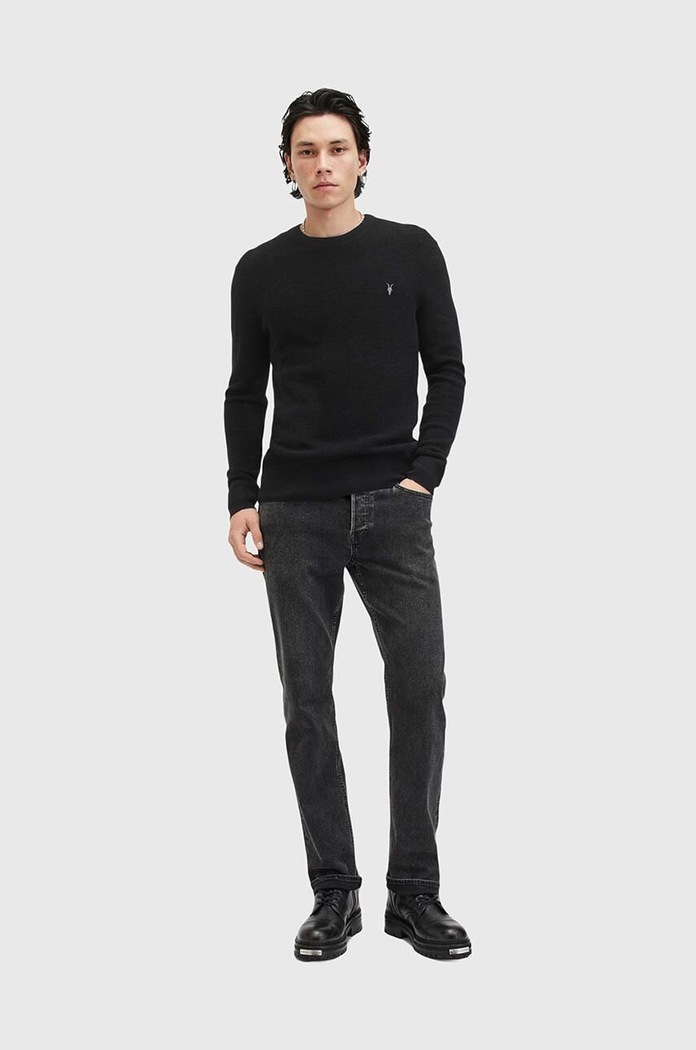 Μάλλινο πουλόβερ AllSaints IVAR MERINO CREW μαύρο M087KB