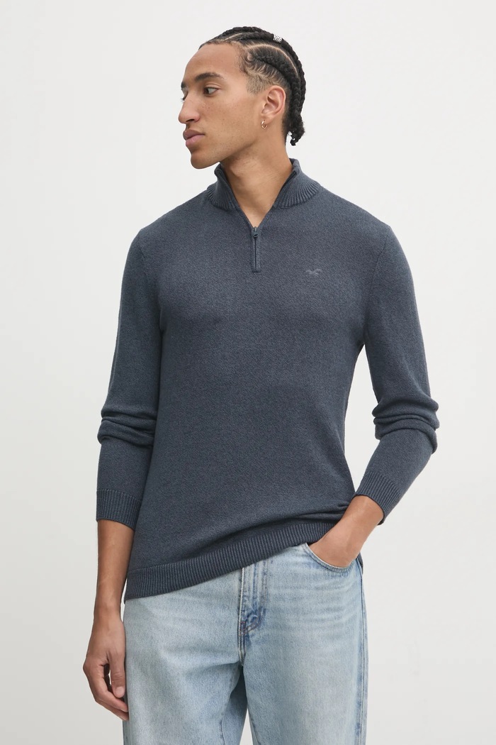 Sveter Hollister Co. so zapínaním modrá KI320.4041.202