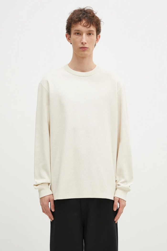 Filson cotton sweatshirt Waffle Knit Thermal Crew plain beige FMTEE0012