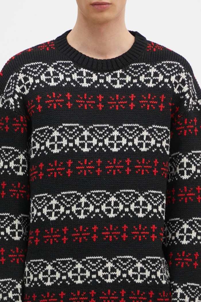 Vlněný svetr Needles Crew Neck Sweater černá PU317