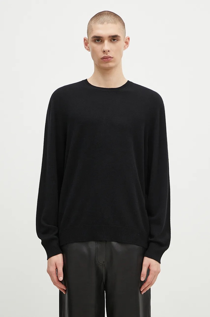 Вълнен пуловер 032C Logo Cashmere Blend Sweater изчистен черен F24.URK.1571.000