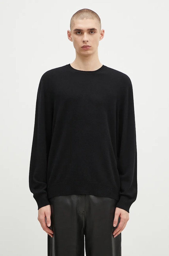 Вълнен пуловер 032C Logo Cashmere Blend Sweater изчистен черен F24.URK.1571.000