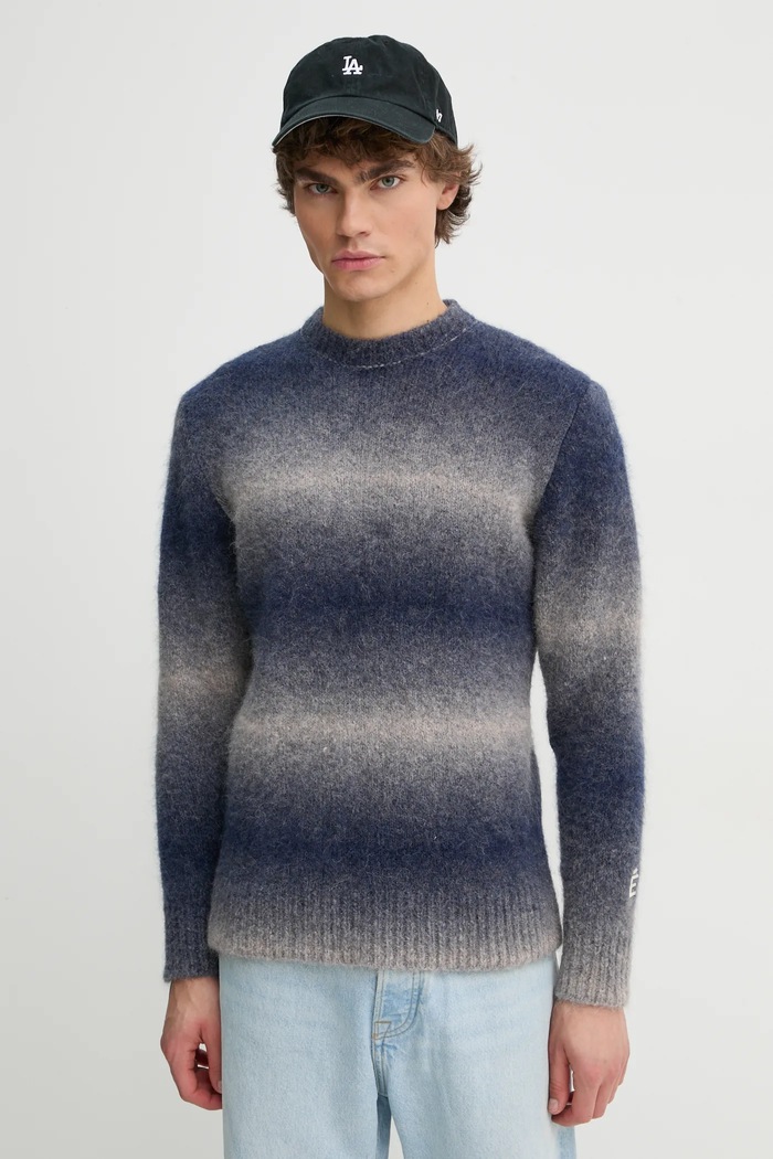 Études Studio sweter wełniany okrągły granatowy H24MMKNI603