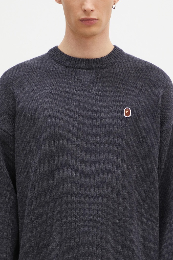 Шерстяной свитер A Bathing Ape One Point серый 1K80120305