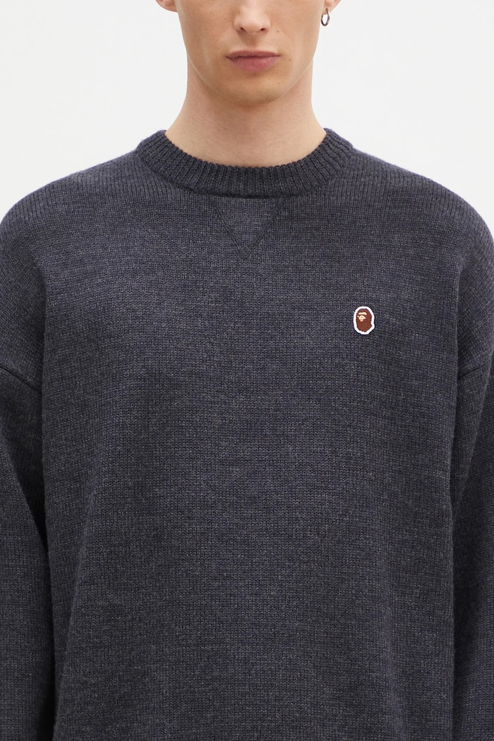 Шерстяной свитер A Bathing Ape One Point серый 1K80120305