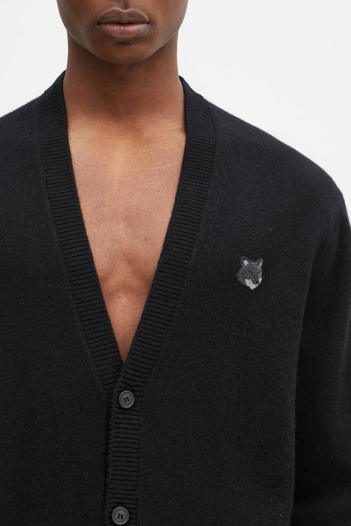 Vlněný svetr Maison Kitsuné Bold Fox Head Patch černá NM00506KT1006