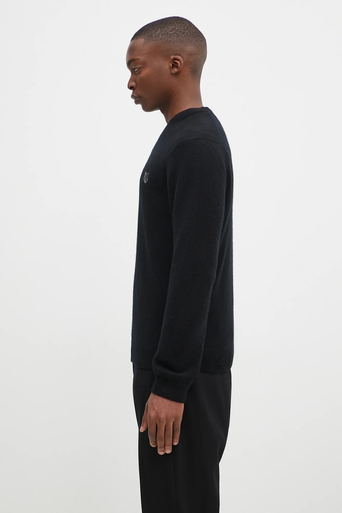 Maison Kitsuné woolen jumper Bold Fox Head Patch NM00805KT1006 black AW24