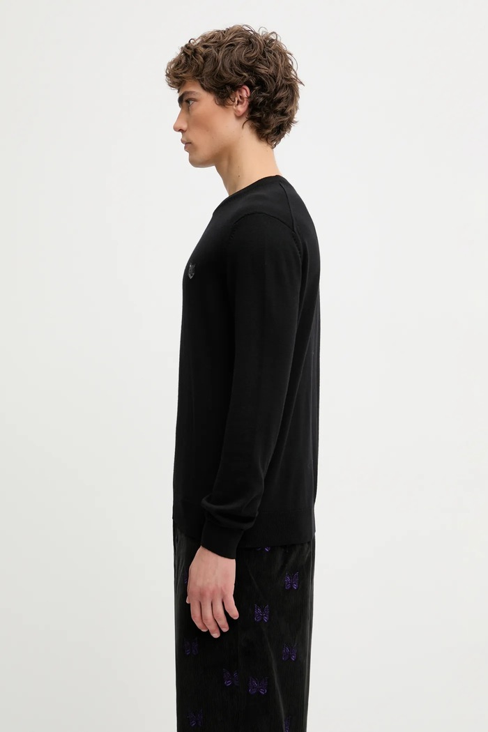 Maison Kitsuné woolen jumper Bold Fox Head Patch MM00815KT1036 black SS25