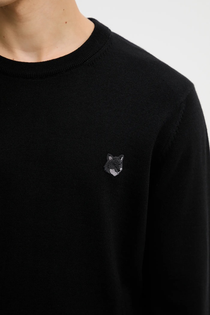 Maison Kitsuné woolen jumper Bold Fox Head Patch black MM00815KT1036