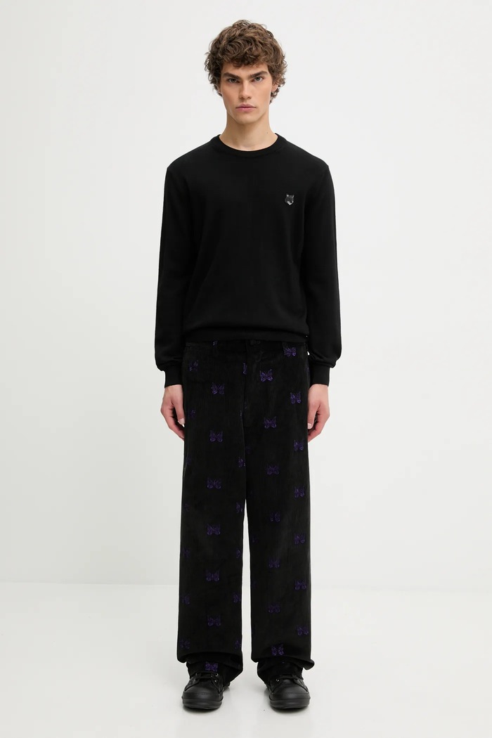 Maison Kitsuné woolen jumper Bold Fox Head Patch MM00815KT1036 black