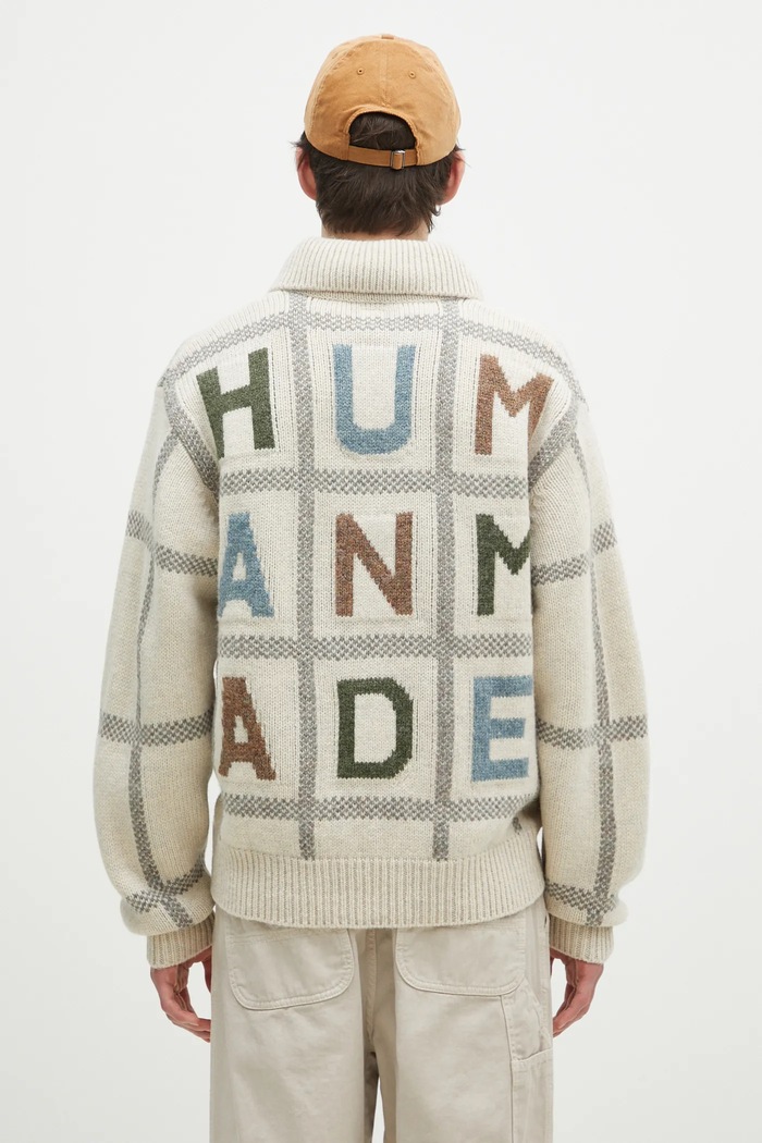 Clothing Human Made woolen jumper Animal Half-Zip Knit Sweater HM28CS015 beige