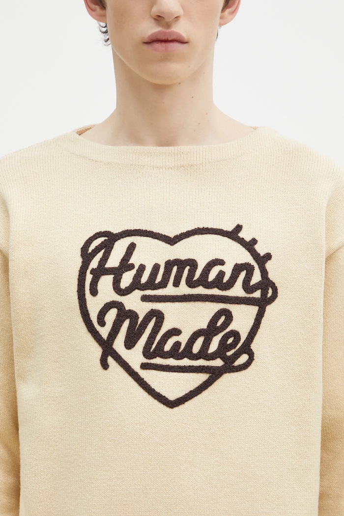 Human Made wool blend jumper Heart Knit Sweater beige HM28CS018