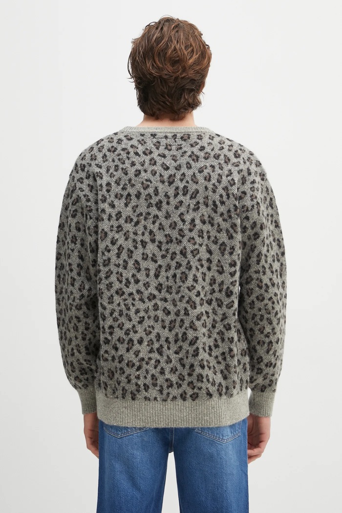 Одежда Шерстяной свитер Wacko Maria Leopard Mohair 24FW.WMK.KN11 серый