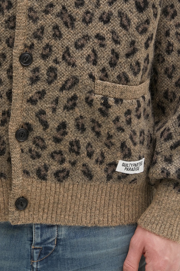 Vlnený kardigán Wacko Maria Leopard Mohair hnedá 24FW.WMK.KN12