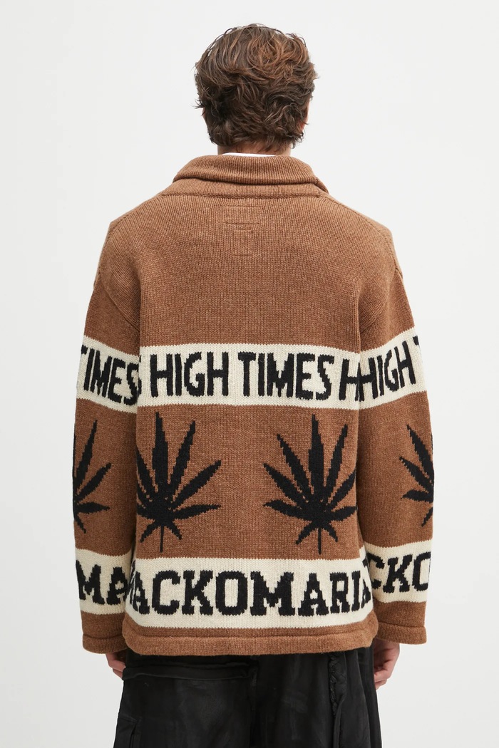 Одежда Шерстяной кардиган Wacko Maria Hightimes HIGHTIMES.WM.KN04 коричневый