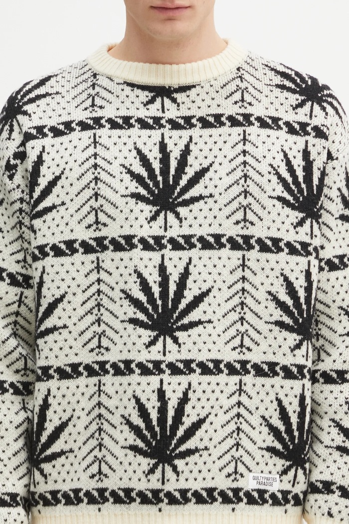 Wacko Maria woolen jumper Hightimes beige HIGHTIMES.WM.KN05
