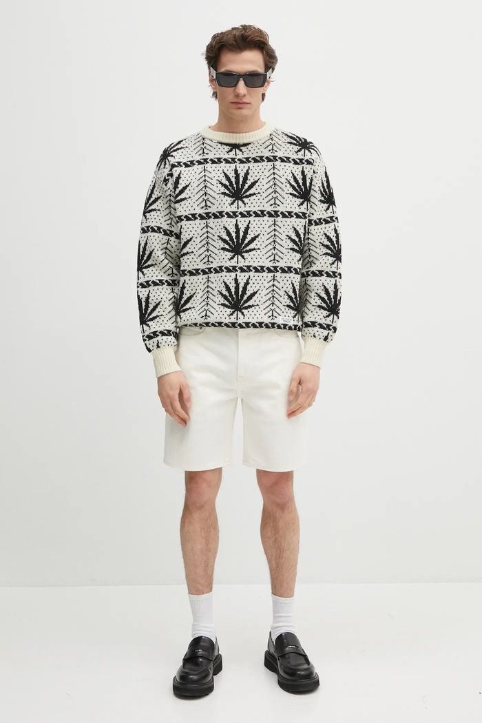 Wacko Maria woolen jumper Hightimes HIGHTIMES.WM.KN05 beige