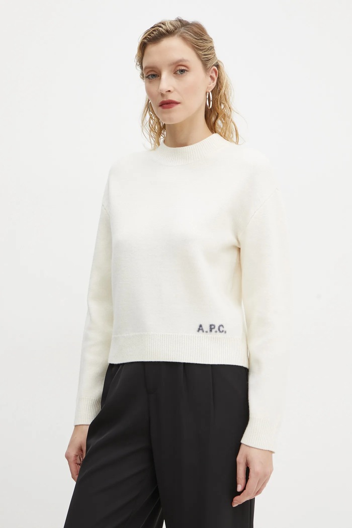 Vlnený sveter A.P.C. pull esther vlna béžová WVBDK.F23373