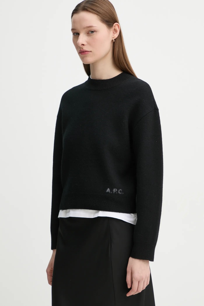 Вълнен пуловер A.P.C. pull esther вълна черен WVBDK.F23373