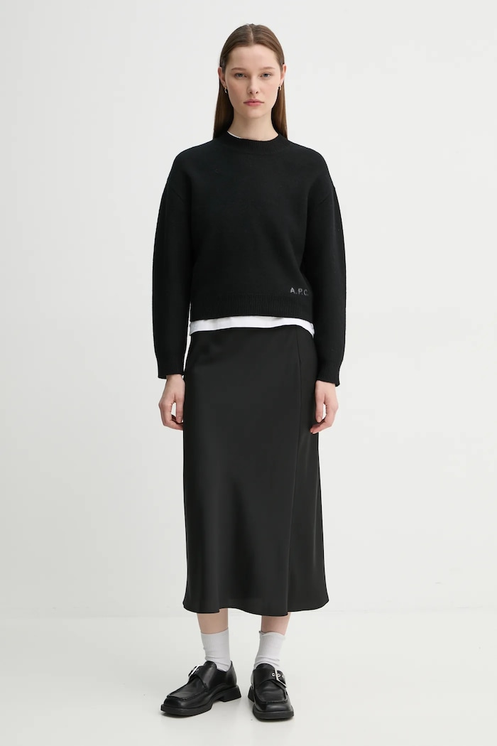 Вълнен пуловер A.P.C. pull esther WVBDK.F23373 черен AW25