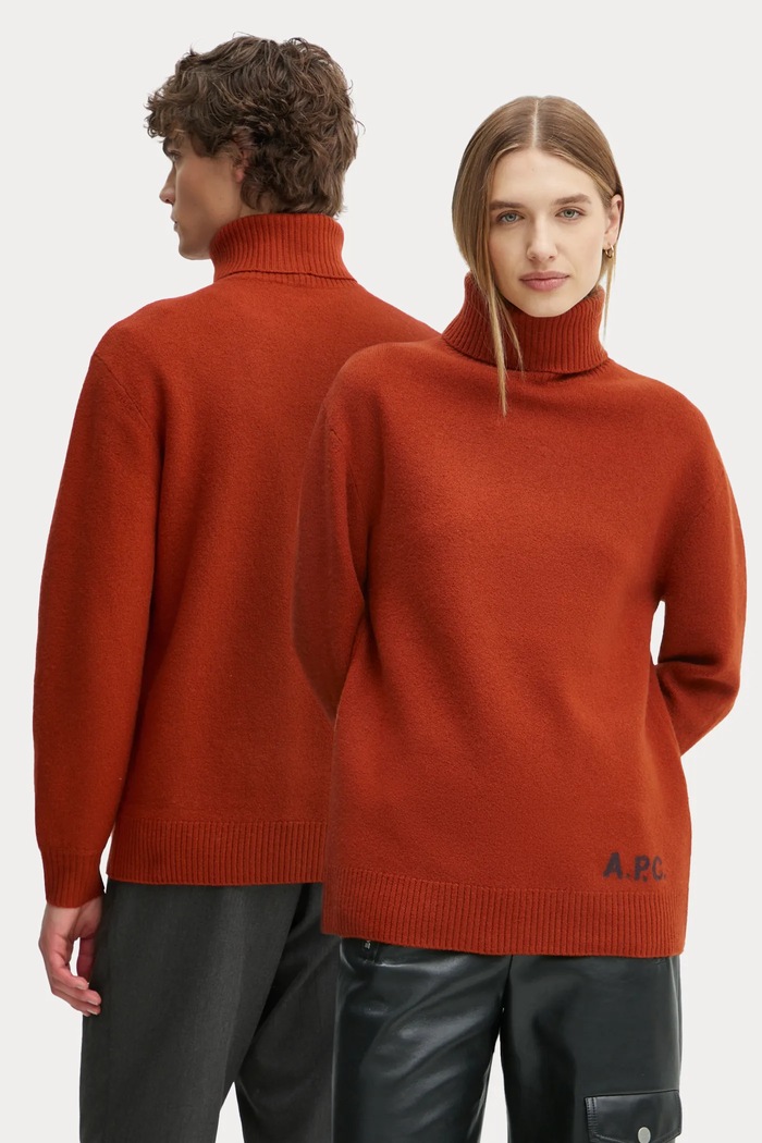 Vuneni pulover A.P.C. pull walter bez uzorka narančasta WVBDK.M23248