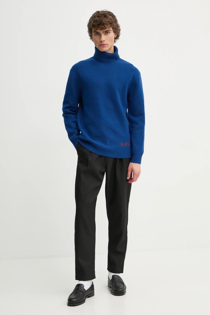 Vuneni pulover A.P.C. pull walter WVBDK.M23248 mornarsko plava AW24