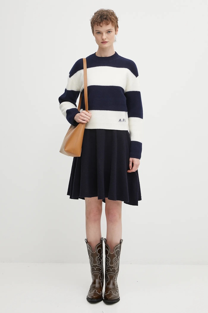 Вовняний светр A.P.C. pull penny WVBDL.F23370 темно-синій