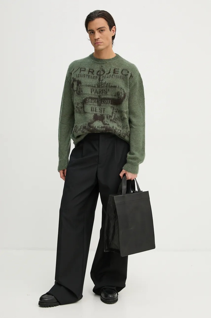 Y/Project mohair blend sweater PARIS' BEST JACQUARD PULLOVER green 206SW001
