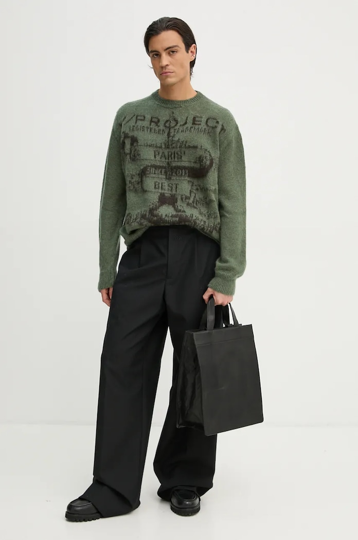 Y/Project mohair blend sweater PARIS' BEST JACQUARD PULLOVER green 206SW001