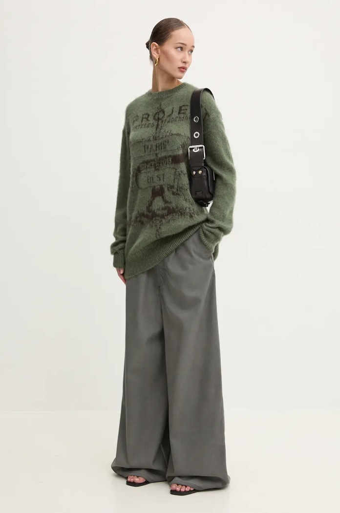 Y/Project mohair blend sweater PARIS' BEST JACQUARD PULLOVER 206SW001 green